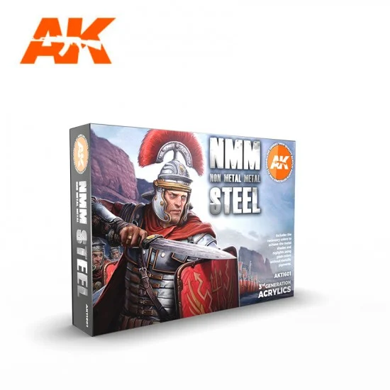 AK Interactive AK-11601 Acrylic Paint (3rd Generation) Set - Non Metallic Metal: Steel (6x 17ml)