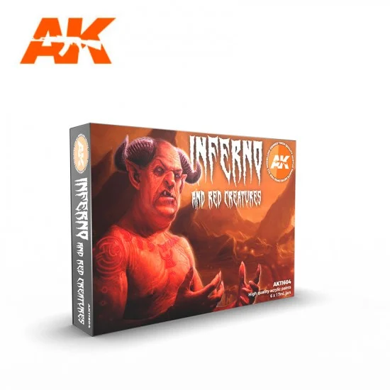 AK Interactive AK-11604 Acrylic Paint (3rd Generation) Set - Inferno and Red Creatures (6x 17ml)