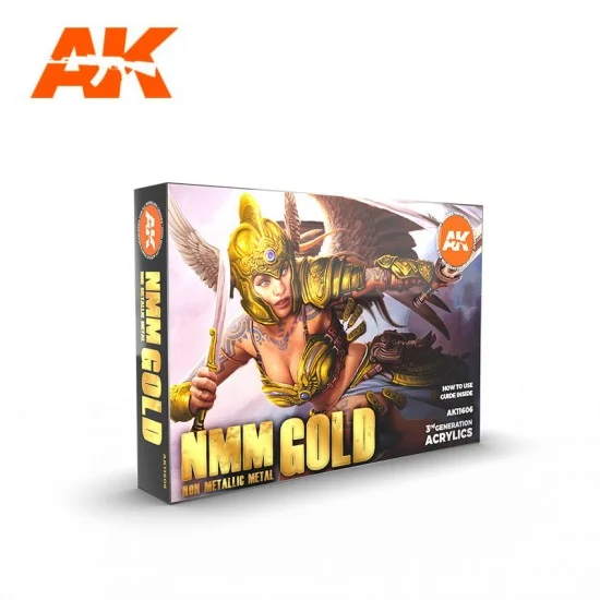 AK Interactive AK-11606 Acrylic Paint (3rd Generation) Set - NMM (Non Metallic Metal) Gold (6x 17ml)