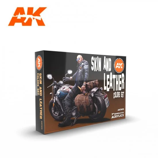AK Interactive AK-11613 Acrylic Paint (3rd Generation) Set - Skin and Leather Colours (6x 17ml)