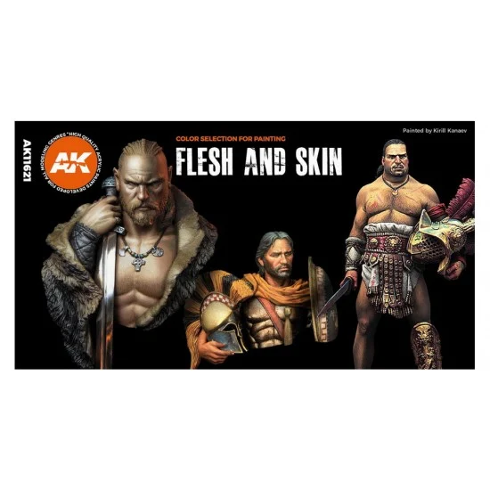 AK Interactive AK-11621 Acrylic Paint (3rd Generation) Set for Figures - Flesh and Skin Colours 3G (6x 17ml)