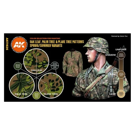 AK Interactive AK-11626 Acrylic Paint (3rd Generation) Set for Figures Waffen Spring Summer Camouflage 3G 6x17ml