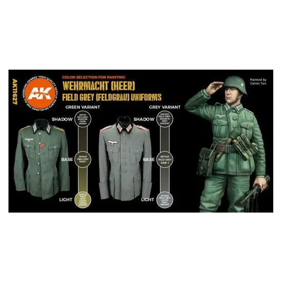 AK Interactive AK-11627 Acrylic Paint (3rd Generation) Set for Figures - German Field Grey Uniforms 3G (6x 17ml)