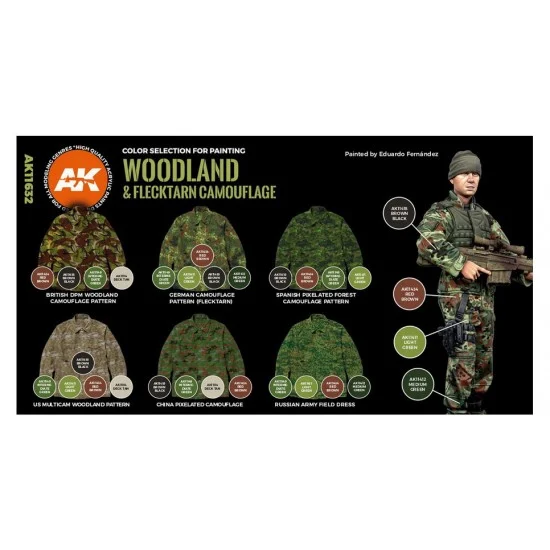 AK Interactive AK-11632 Acrylic Paint 3rd Generation Set for Figures Modern Woodland and Flecktarn Camouflages 3G