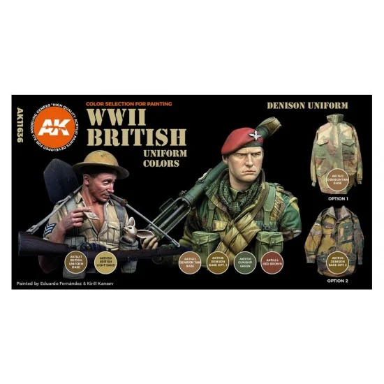 AK Interactive AK-11636 Acrylic Paint (3rd Generation) Set for Figures WWII British Uniform Colours 3G (6x 17ml)
