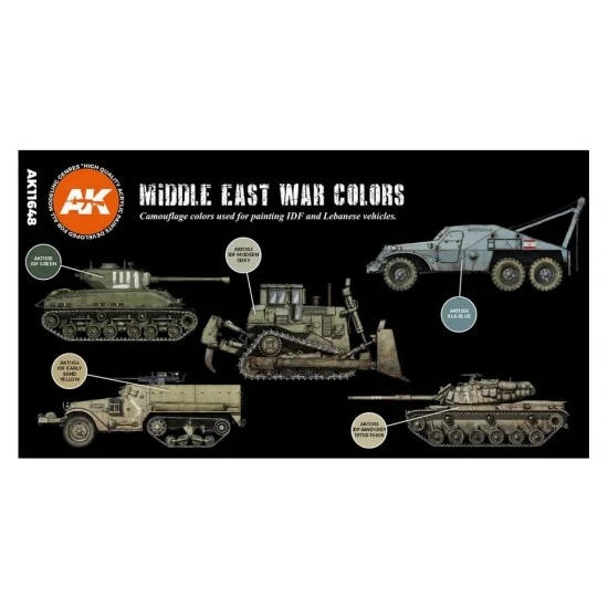 AK Interactive AK-11648 Acrylic Paint (3rd Generation) Set for AFV - Middle East War Colours 3G (6x 17ml)