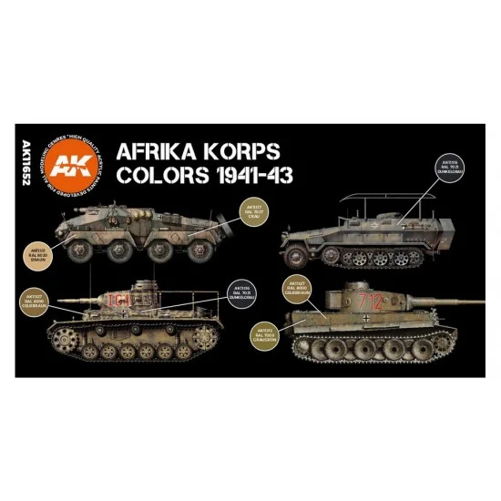 AK Interactive AK-11652 Acrylic Paint (3rd Generation) Set for AFV - Afrika Korps 3G (6x 17ml)