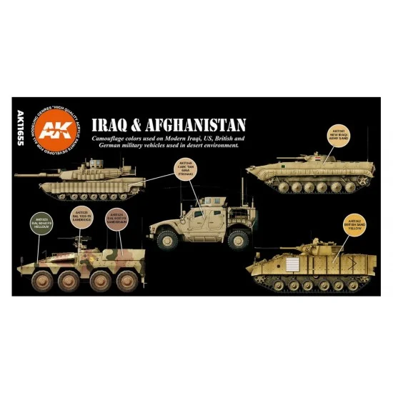 AK Interactive AK-11655 Acrylic Paint (3rd Generation) Set for AFV - Iraq & Afghanistan 3G (6x 17ml)