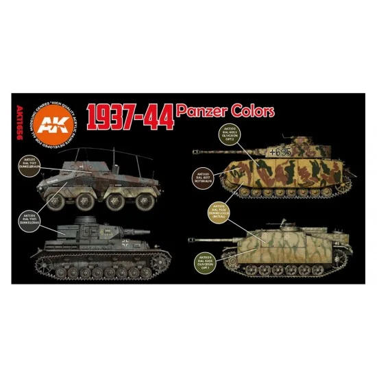 AK Interactive AK-11656 Acrylic Paint (3rd Generation) Set for AFV - German War Colours 37-44 3G (6x 17ml)