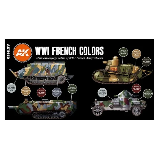 AK Interactive AK-11660 Acrylic Paint (3rd Generation) Set for AFV - WWI French Colours 3G (6x 17ml)