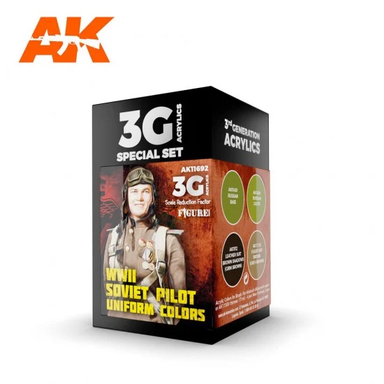 AK Interactive AK-11692 Acrylic Paint 3rd Gen set for Aircraft - WWII Soviet Uniform Colours (4x 17ml)