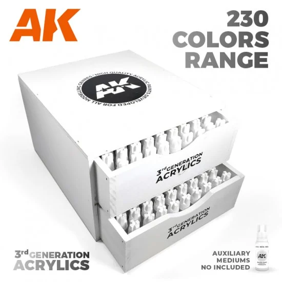 AK Interactive AK-11700 Luxury Wooden Box w/230 Colours of 3G Acylics