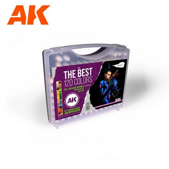 AK Interactive AK-11707 Plastic Briefcase w/3rd Generation Acrylics Paints #Wargame Series (120 colours, 17ml each)