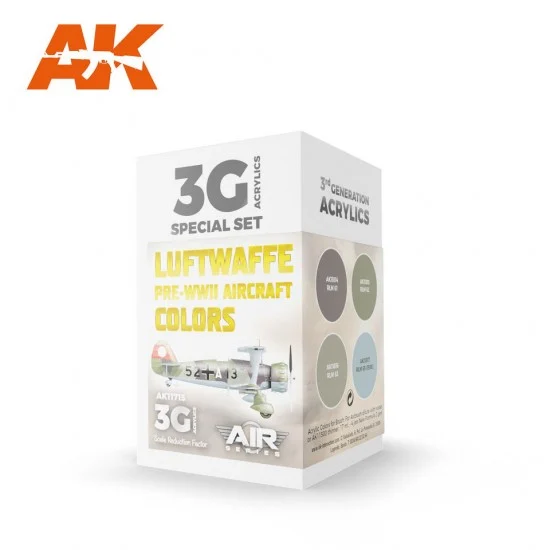 AK Interactive AK-11715 Acrylic Paint 3rd Gen set for Aircraft - Luftwaffe Pre-WWII Aircraft Colours (4x 17ml)