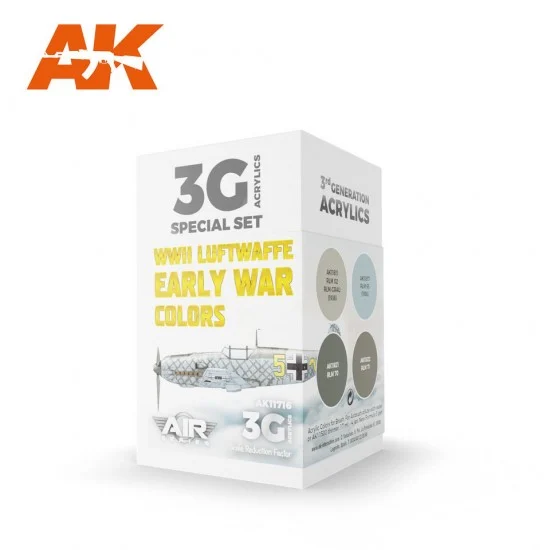 AK Interactive AK-11716 Acrylic Paint 3rd Gen set for Aircraft - WWII Luftwaffe Early War Colours (4x 17ml)