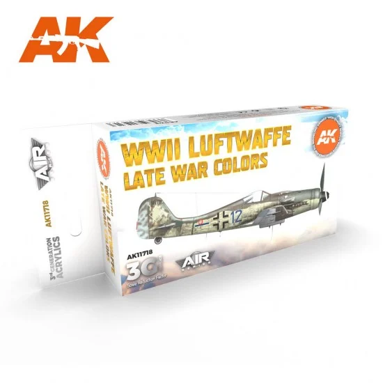 AK Interactive AK-11718 Acrylic Paint 3rd Gen set for Aircraft - WWII Luftwaffe Late War Colours (6x 17ml)