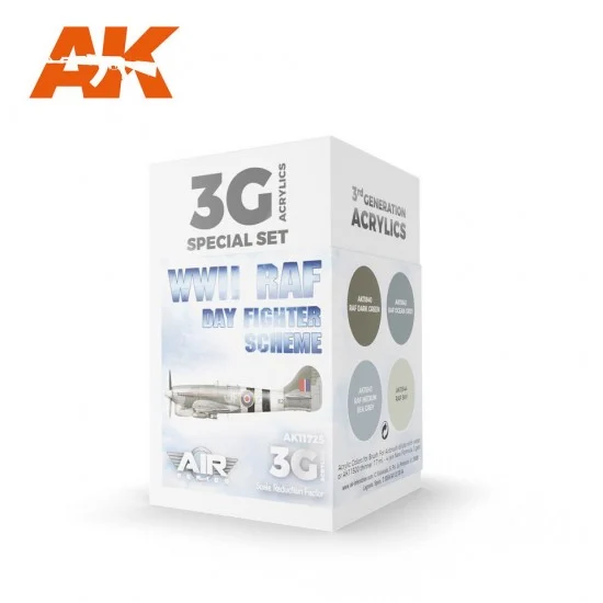 AK Interactive AK-11725 Acrylic Paint 3rd Gen set for Aircraft - WWII RAF Day Fighter Scheme (4x 17ml)