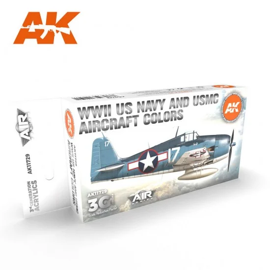 AK Interactive AK-11729 Acrylic Paint 3rd Gen set for Aircraft - WWII US Navy & USMC Aircraft Colours (6x 17ml)