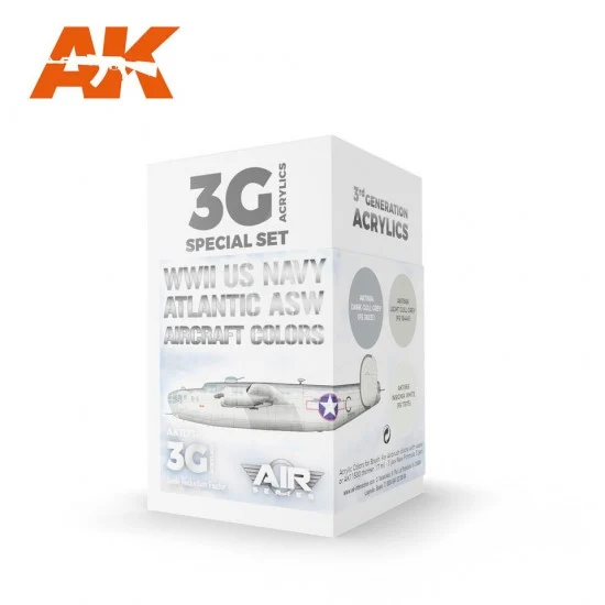AK Interactive AK-11731 Acrylic Paint 3rd Gen set for Aircraft - WWII US Navy ASW Aircraft Colours (3x 17ml)