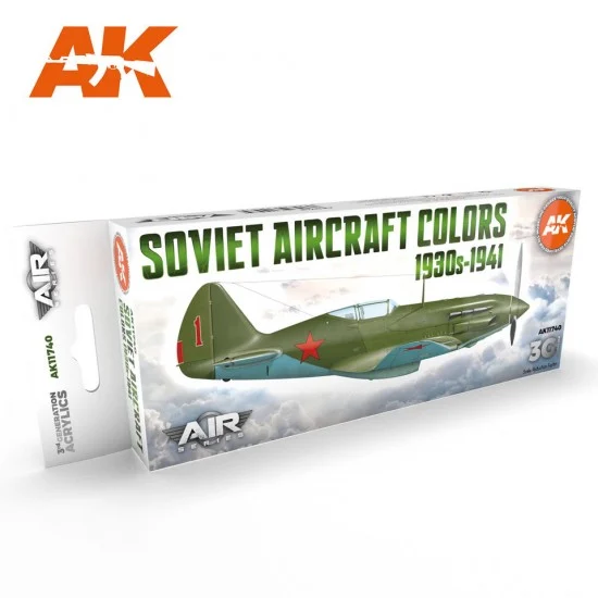 AK Interactive AK-11740 Acrylic Paint 3rd Gen set for Aircraft - Soviet Aircraft Colours 1930s-1941 (8x 17ml)