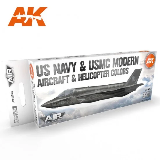AK Interactive AK-11744 Acrylic Paint 3rd Gen set for Aircraft - US Navy & USMC Modern Aircraft & Helicopter