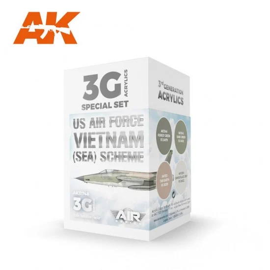 AK Interactive AK-11748 Acrylic Paint 3rd Gen set for Aircraft - US Air Force South East Asia (SEA) Scheme