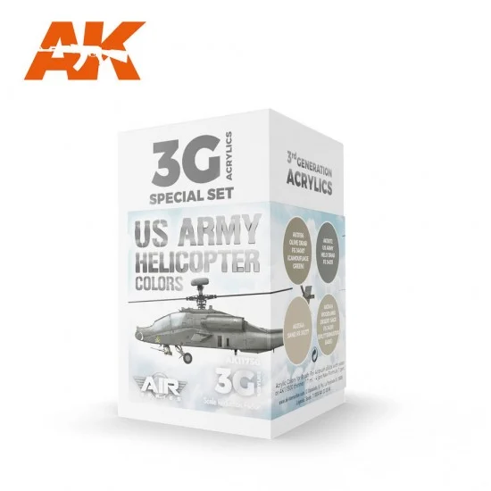 AK Interactive AK-11750 Acrylic Paint 3rd Gen set for Aircraft - US Army Helicopter Colours (4x 17ml)