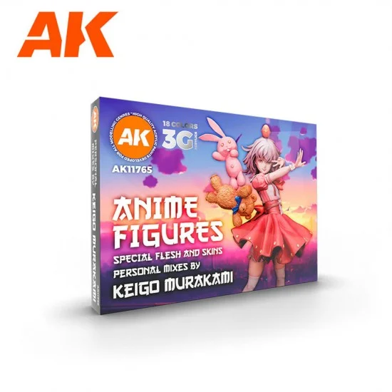 AK Interactive AK-11765 Acrylic Paint (3rd Gen) Signature Set - Anime Figure Keigo Murakami (18x 17ml)