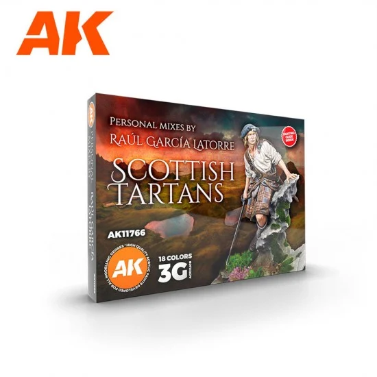 AK Interactive AK-11766 Acrylic Paint (3rd Gen) Signature Set - Raul Garcia Latorre Socttish Tartans (18x 17ml)
