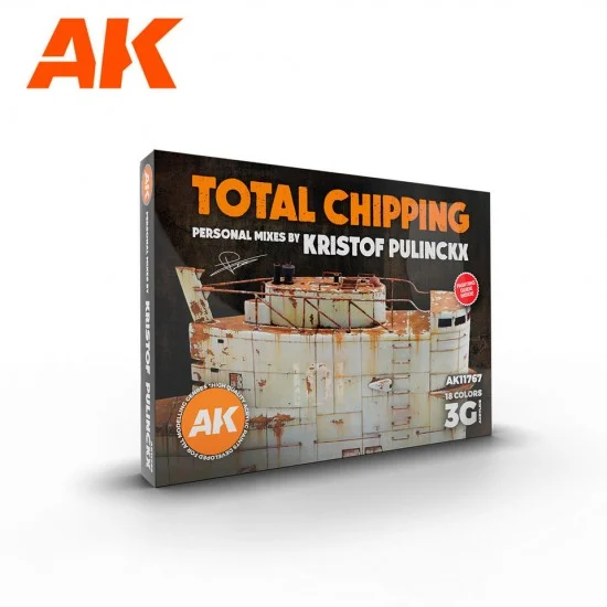 AK Interactive AK-11767 Acrylic Paint (3rd Gen) Signature Set - Total Chipping Kristof Pulinckx (18x 17ml)