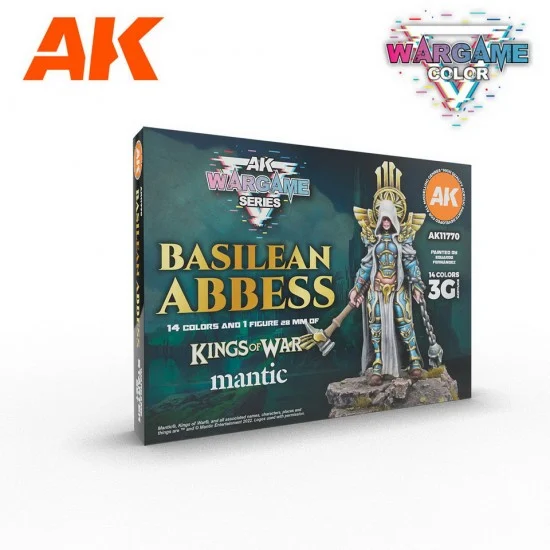 AK Interactive AK-11770 Acrylic Paint (3G) Wargame Starter Set - Basilean Abbess (14 jar x 17ml & 1 figure)