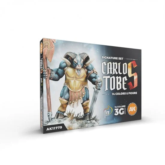 AK Interactive AK-11779 Acrylic 3Gen Signature Paint Set w/1 Figure - Carlos Tobes (14 Colours, 17ml each)