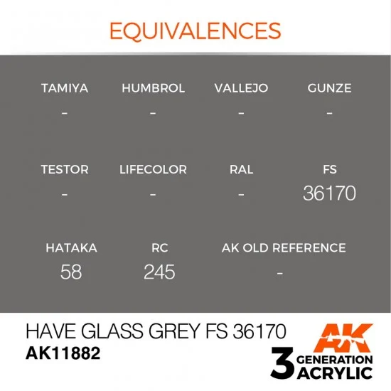 AK Interactive AK-11882 Acrylic Paint 3rd Gen for Aircraft - Have Glass Grey FS 36170 (17ml)