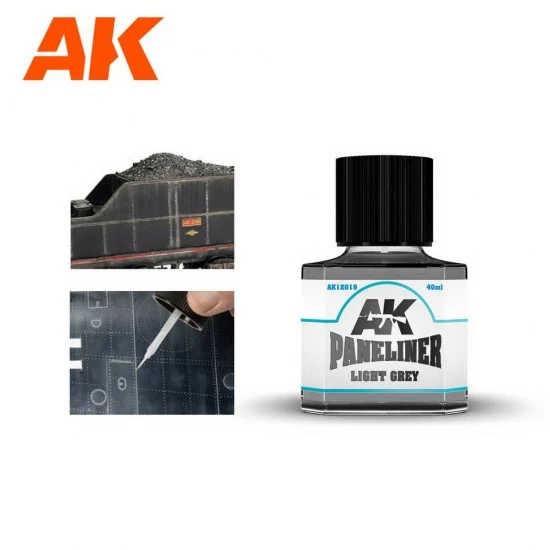 AK Interactive AK-12019 Enamel Paint - Light Grey Paneliner (40ml)