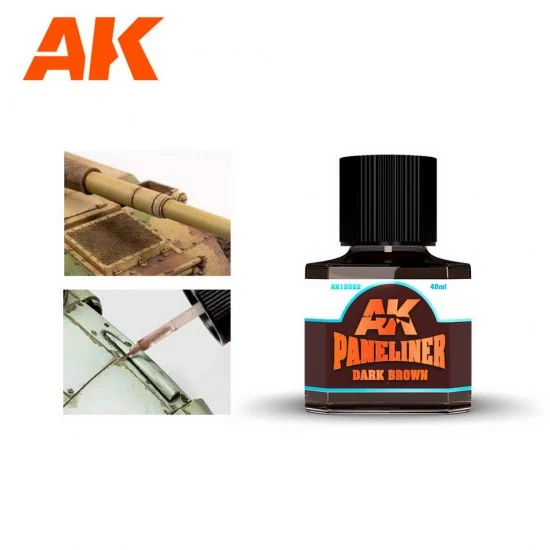 AK Interactive AK-12022 Enamel Paint - Dark Brown Paneliner (40ml)