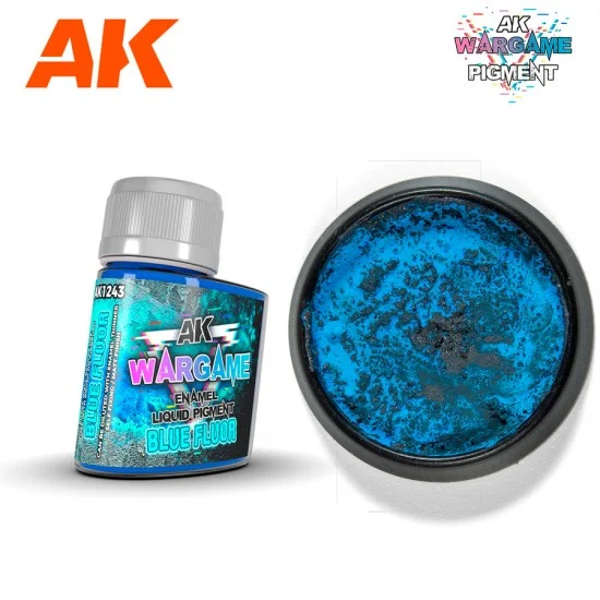 AK Interactive AK-1243 Enamel Liquid Pigment for Wargame - Blue Fluor (35ml)