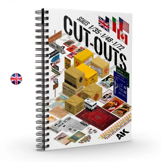 AK Interactive AK-130035 Cut-Outs Scale 1/35 1/48 1/72 (English, 202 pages) for Modelers/Diorama Enthusiasts