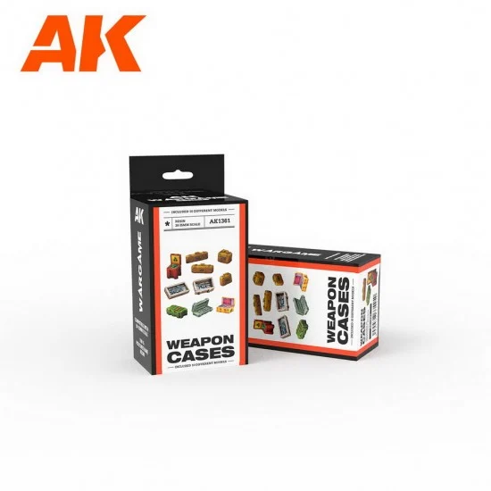 AK Interactive AK-1361 30-35mm Scale Weapon Cases Scenography Wargame Set