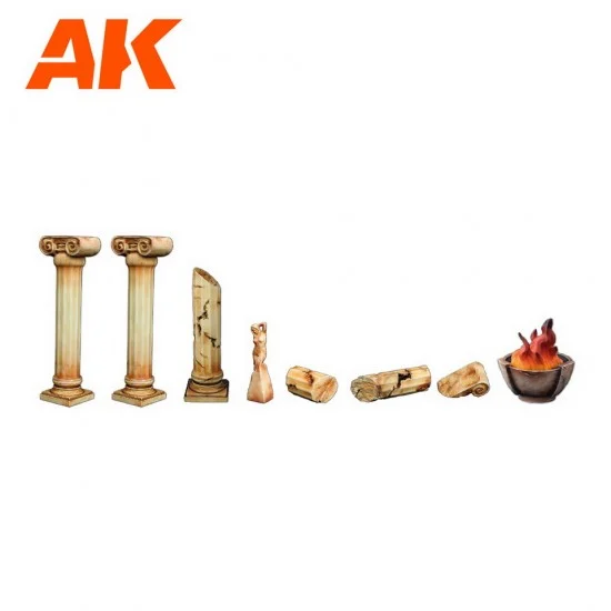 AK Interactive AK-1363 Columns Set - Scenography Wargame (Resin, 30-35mm)
