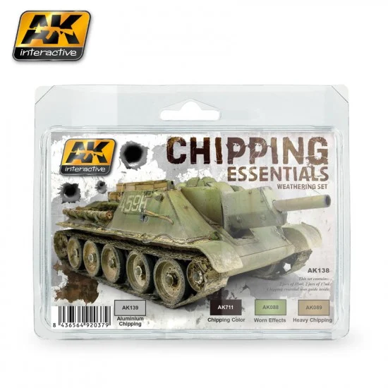 AK Interactive AK-138 Chipping Essentials Weathering Set (2x 35ml, 2x 17ml)