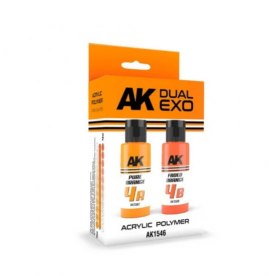 AK Interactive AK-1546 Acrylic Paint Set - Dual Exo #Pure Orange & Faded Orange (2x 60ml) for Gunpla/Sci-Fi