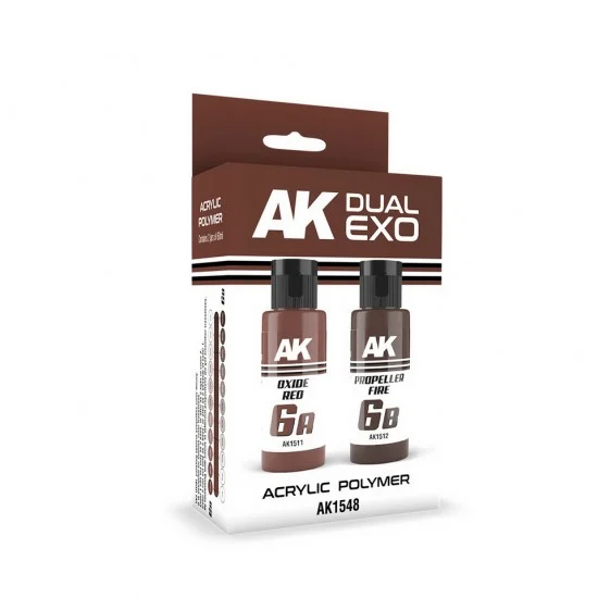 AK Interactive AK-1548 Acrylic Paint Set - Dual Exo #Oxide Red & Propeller Fire (2x 60ml) for Gunpla/Sci-Fi