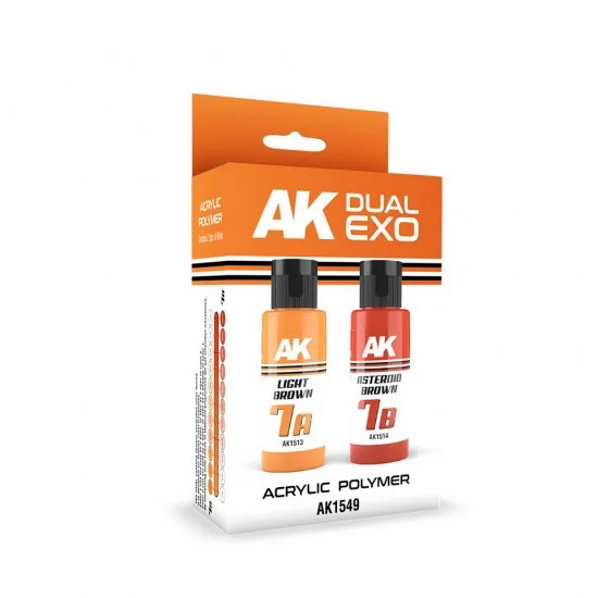 AK Interactive AK-1549 Acrylic Paint Set - Dual Exo #Light Brown & Asteroid Brown (2x 60ml) for Gunpla/Sci-Fi