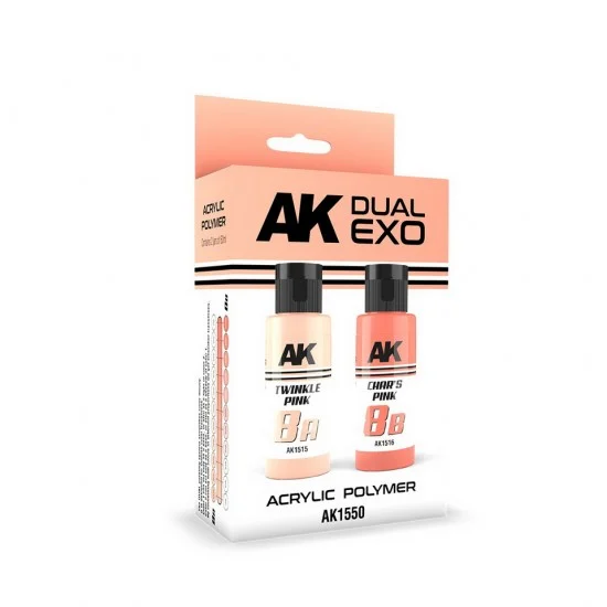 AK Interactive AK-1550 Acrylic Paint Set - Dual Exo #Twinkle Pink & Char's Pink (2x 60ml) for Gunpla/Sci-Fi