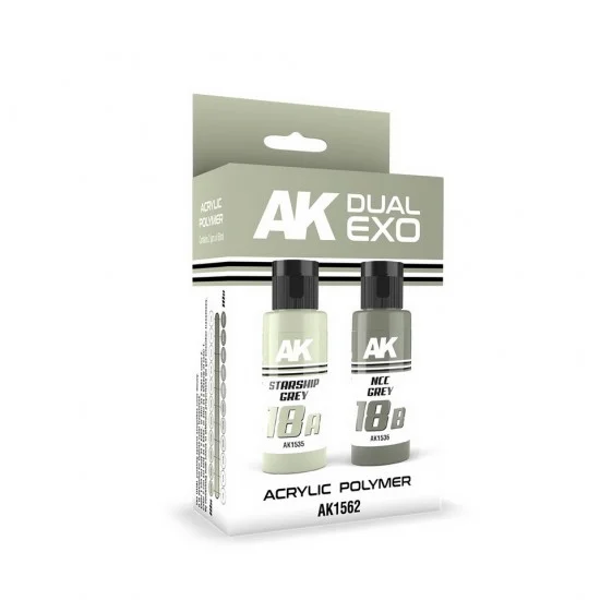 AK Interactive AK-1562 Acrylic Paint Set - Dual Exo #Starship Grey & NCC Grey (2x 60ml) for Gunpla/Sci-Fi