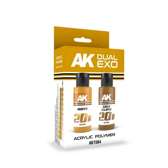 AK Interactive AK-1564 Acrylic Paint Set - Dual Exo #Auryn & Gold Eclipse (2x 60ml) for Gunpla/Sci-Fi