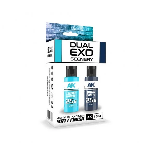 AK Interactive AK-1584 Acrylic Paint Set - Dual Exo Scenery #Light & Dark Cianite (2x 60ml, matte finish)