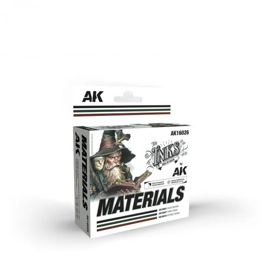 AK Interactive AK-16026 Acrylic Inks Set - Materials (3x 30ml)