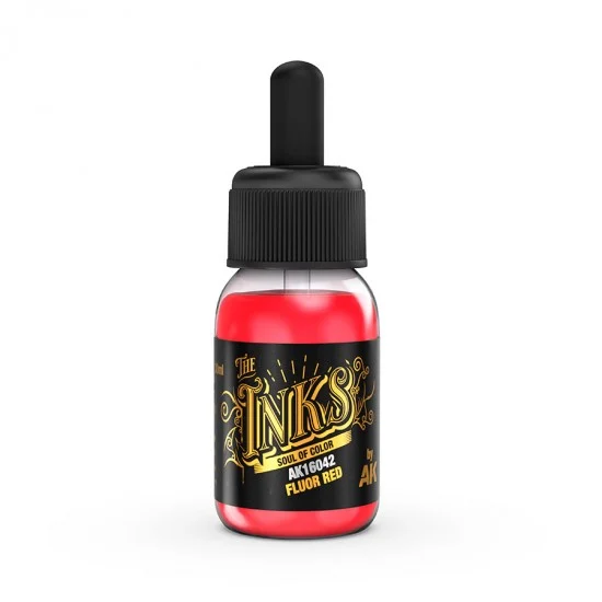 AK Interactive AK-16042 Acrylic Inks - Fluor Red (30ml)