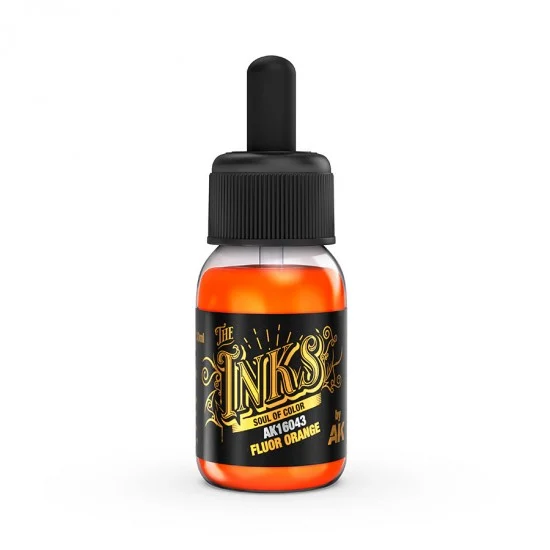 AK Interactive AK-16043 Acrylic Inks - Fluor Orange (30ml)